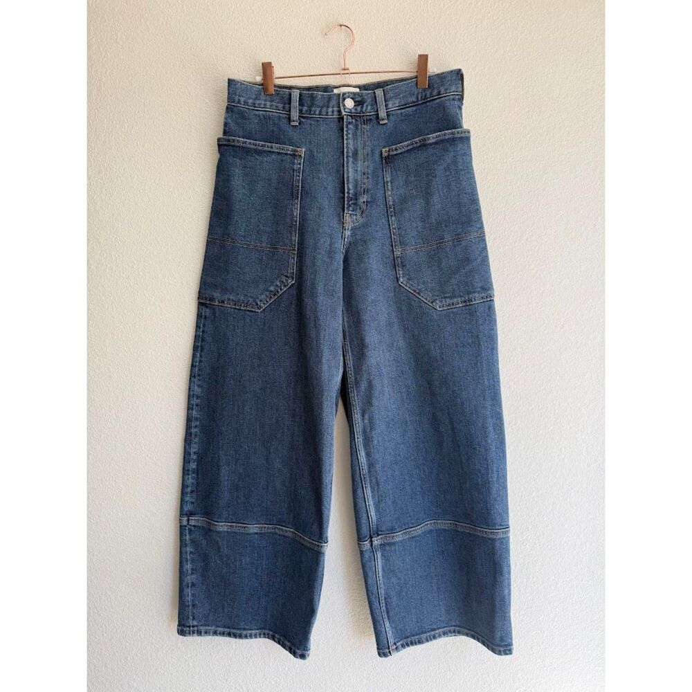 Everlane The Way-High Gardener Barrel Utility Jeans in Mid Blue Indigo size 29R